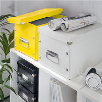 Caja De Almacenaje Grande Click & Store Wow En Forma De Cubo De Leitz Amarillo