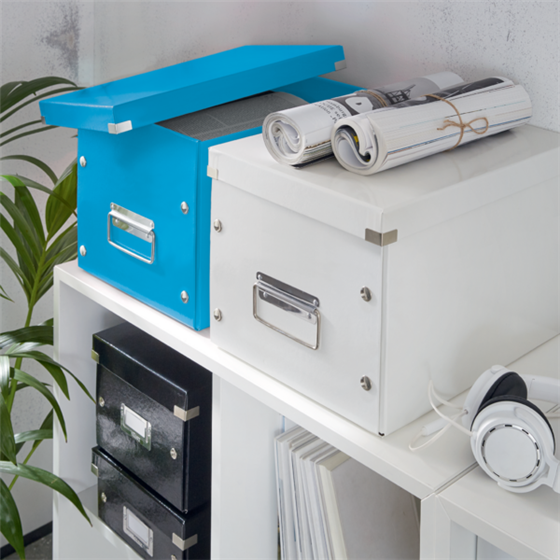 Caja De Almacenaje Grande Click & Store Wow En Forma De Cubo De Leitz Azul