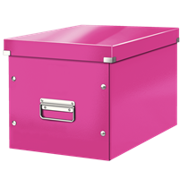 Caja De Almacenaje Grande Click & Store Wow En Forma De Cubo De Leitz Fucsia