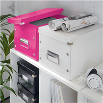 Caja De Almacenaje Grande Click & Store Wow En Forma De Cubo De Leitz Fucsia