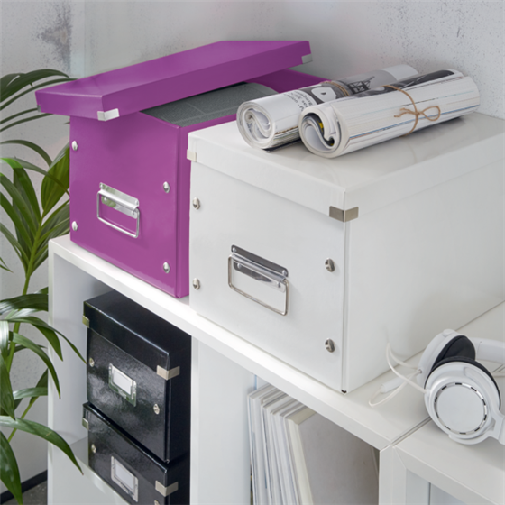 Caja De Almacenaje Grande Click & Store Wow En Forma De Cubo De Leitz Púrpura