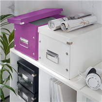 Caja De Almacenaje Grande Click & Store Wow En Forma De Cubo De Leitz Púrpura