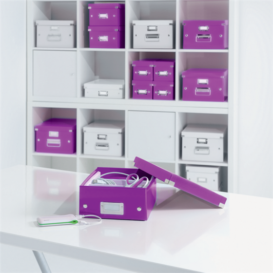 Caja De Almacenaje Grande Click & Store Wow En Forma De Cubo De Leitz Púrpura