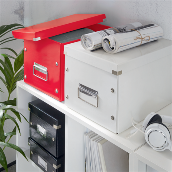 Caja De Almacenaje Grande Click & Store Wow En Forma De Cubo De Leitz Rojo