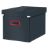 Caja De Almacenamiento Click & Store Cúbica Grande Leitz Cosy Gris Terciopelo