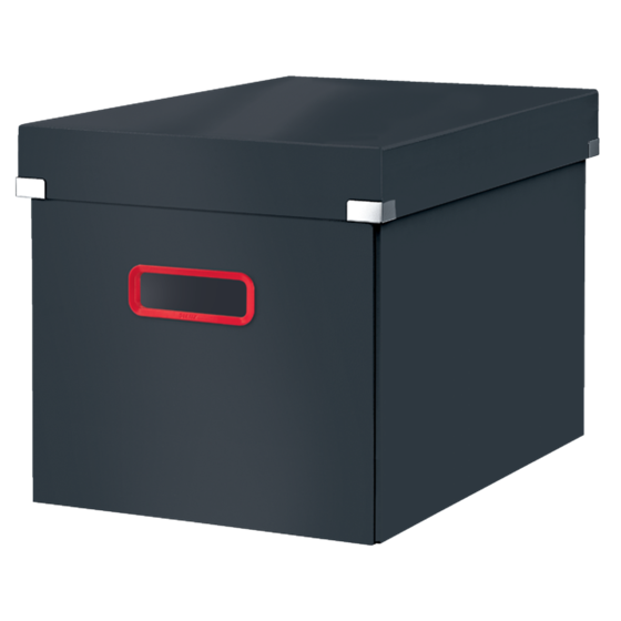 Caja De Almacenamiento Click & Store Cúbica Grande Leitz Cosy Gris Terciopelo