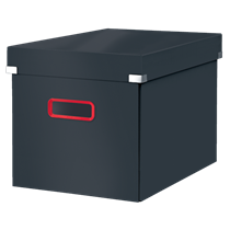 Caja De Almacenamiento Click & Store Cúbica Grande Leitz Cosy Gris Terciopelo