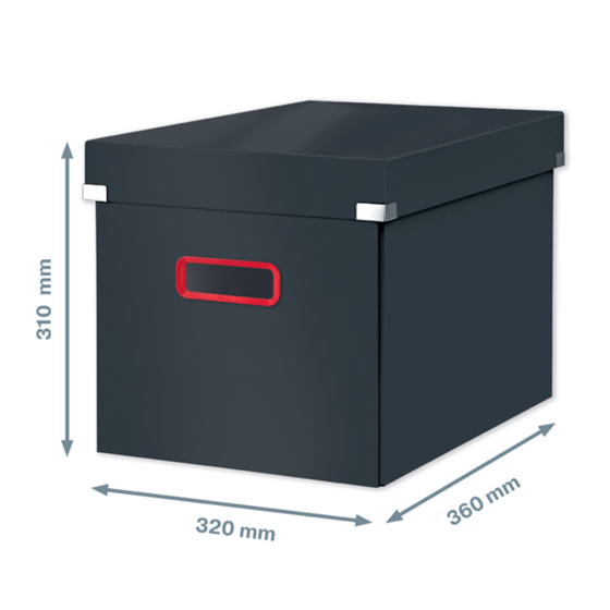Caja De Almacenamiento Click & Store Cúbica Grande Leitz Cosy Gris Terciopelo