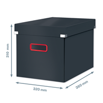 Caja De Almacenamiento Click & Store Cúbica Grande Leitz Cosy Gris Terciopelo