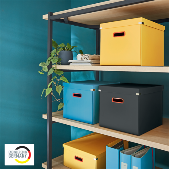 Caja De Almacenamiento Click & Store Cúbica Grande Leitz Cosy Gris Terciopelo