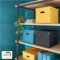 Caja De Almacenamiento Click & Store Cúbica Grande Leitz Cosy Gris Terciopelo