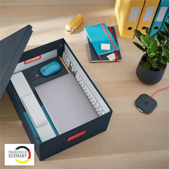 Caja De Almacenamiento Click & Store Grande Leitz Cosy Gris Terciopelo