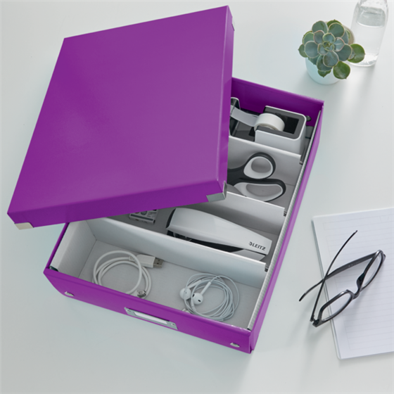 Caja Organizadora Mediana Click & Store Wow De Leitz Púrpura