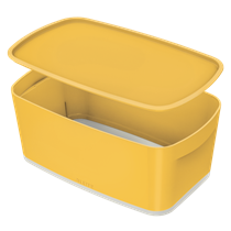 Leitz Mybox Cosy Pequeña Con Tapa, Caja De Almacenamiento Amarillo Cálido