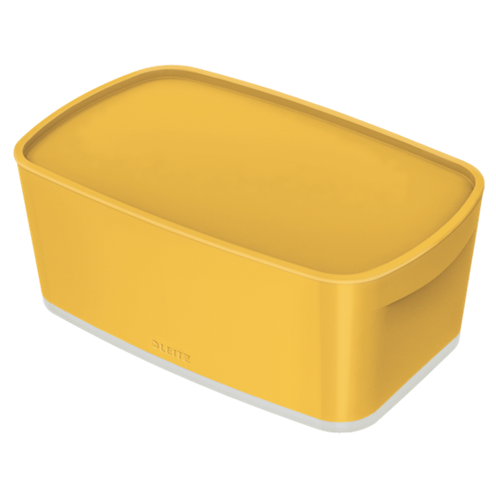 Leitz Mybox Cosy Pequeña Con Tapa, Caja De Almacenamiento Amarillo Cálido