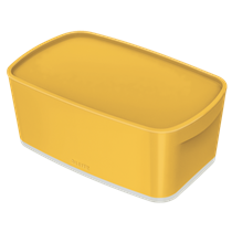Leitz Mybox Cosy Pequeña Con Tapa, Caja De Almacenamiento Amarillo Cálido