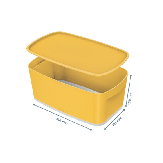 Leitz Mybox Cosy Pequeña Con Tapa, Caja De Almacenamiento Amarillo Cálido