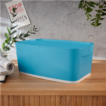Leitz Mybox Cosy Pequeña Con Tapa, Caja De Almacenamiento Azul Calma