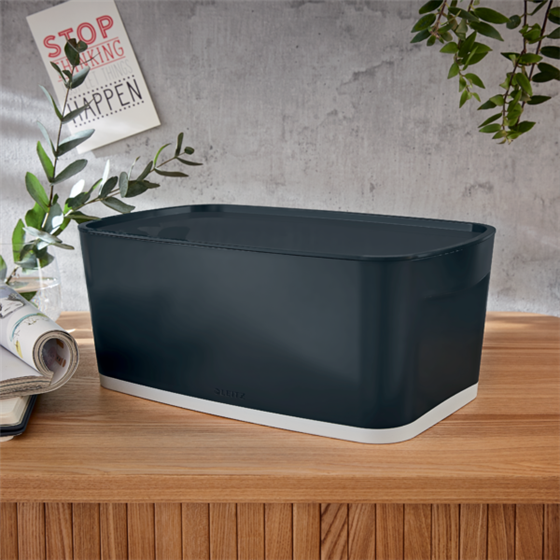 Leitz Mybox Cosy Pequeña Con Tapa, Caja De Almacenamiento Gris Terciopelo