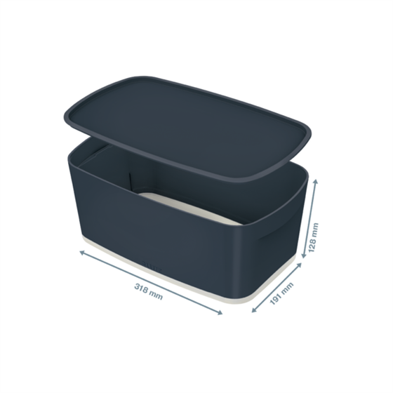 Leitz Mybox Cosy Pequeña Con Tapa, Caja De Almacenamiento Gris Terciopelo